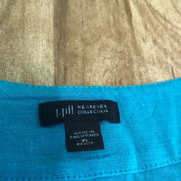 J Jill Wearever Collection 3/4 Sleeve Stretch Blue Pleat V-Neck Womens XL Petite - Picture 4 of 8